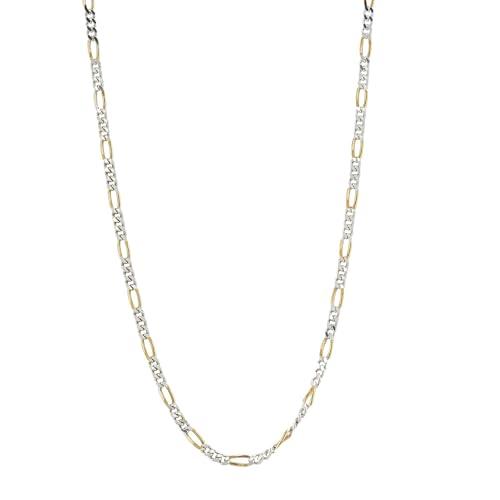 Primavera Italy 20-Inch Two-Tone Figaro Chain Necklace, 18KT Gold Over Sterling Silver with Lobster Clasp