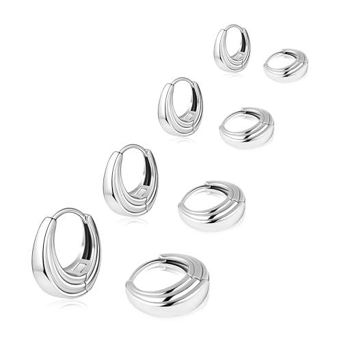 Small Gold Huggie Hoop Earrings Set for Women Men Hypoallergenic 14K Plated Stack Cartilage Earrings, Sterling Silver Multiple Piercing Lightweight Mini Thin Cute Dainty Trendy Jewelry Gifts for Women