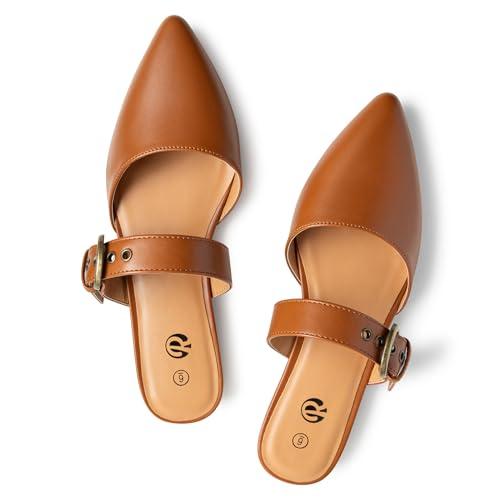 Rekayla Mules for Women Adjustable Strap Pointed Toe Backless Loafer Shoes…