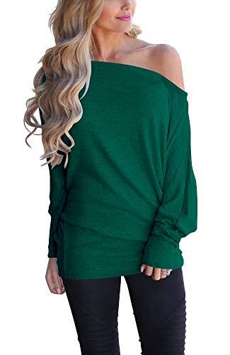 INFITTY Women's Off Shoulder Tops Casual Loose Batwing Sleeve Shirts Tunic Knit Oversized Pullover Sweater