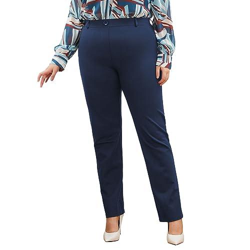 DGD Plus Size Women's Straight-Leg Dress Pants - Slacks for Business Casual,Work Clothes for Office