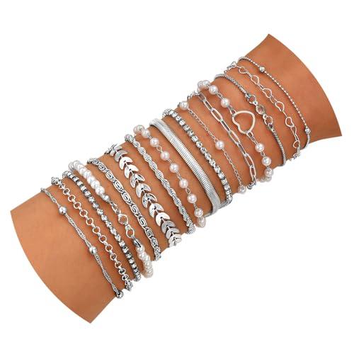 CHICUTIE Gold Bracelets for Women, Elegant 14K Gold Plated Dainty Bracelet set Trendy Link Chain Stackable Bracelets Pack Jewelry Gifts for Women