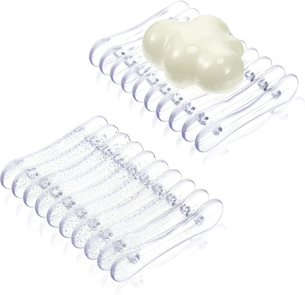 2 Self Draining Soap Dish, Plastic Bar Soap Holder & Saver for Shower Sink