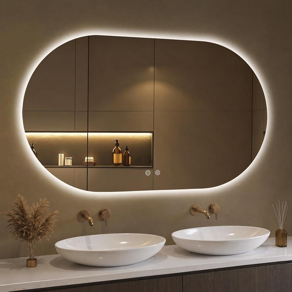 100 x 60 cm LED Bathroom Mirror with Lighting Oval