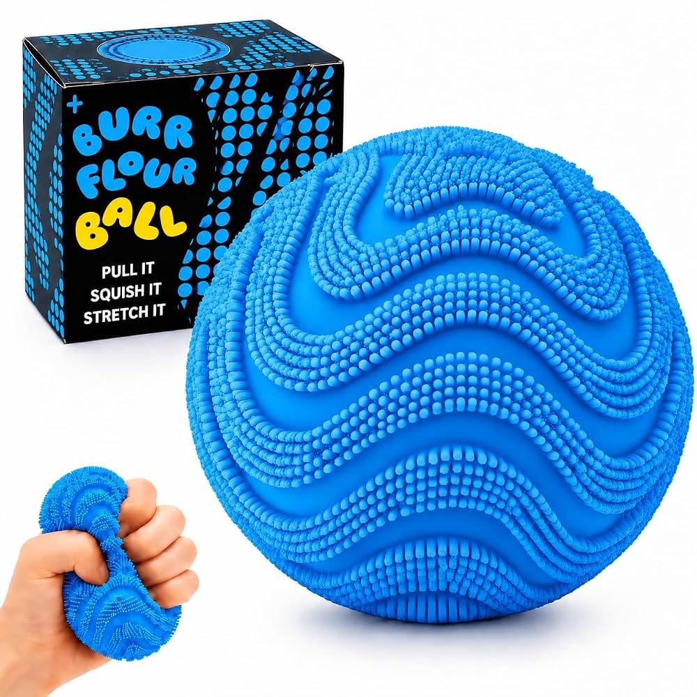 Fuzz Ball Squishy Stress Ball,Soft Fidget Squishy Fuzz Squeeze Ball for Adults,Anxiety Stress Relief Toys,Party Favors Gift for Adults (Blue Ball)