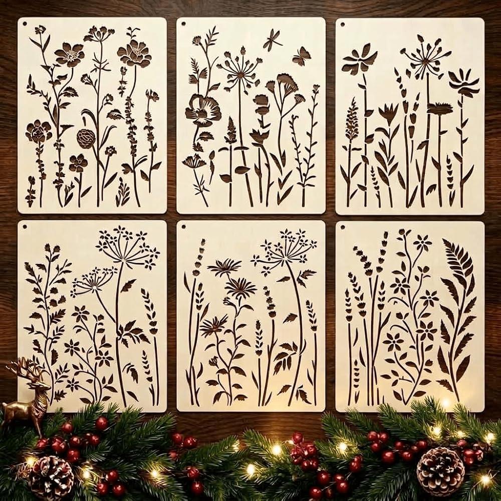 Flower Stencils for Painting Reusable Wildflower Stencil Wall Furniture DIY