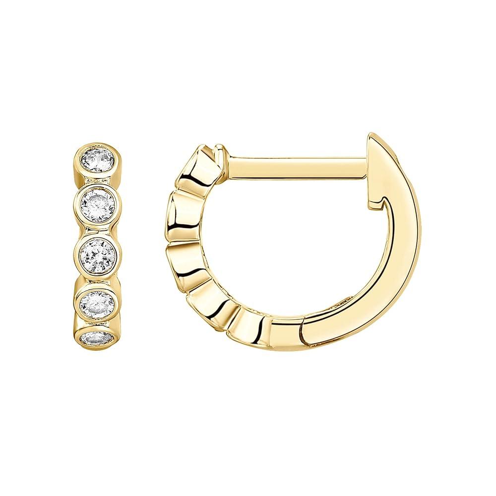 PAVOI 14K Gold Plated Dainty Cubic Zirconia Huggie Hoop Earrings for Women