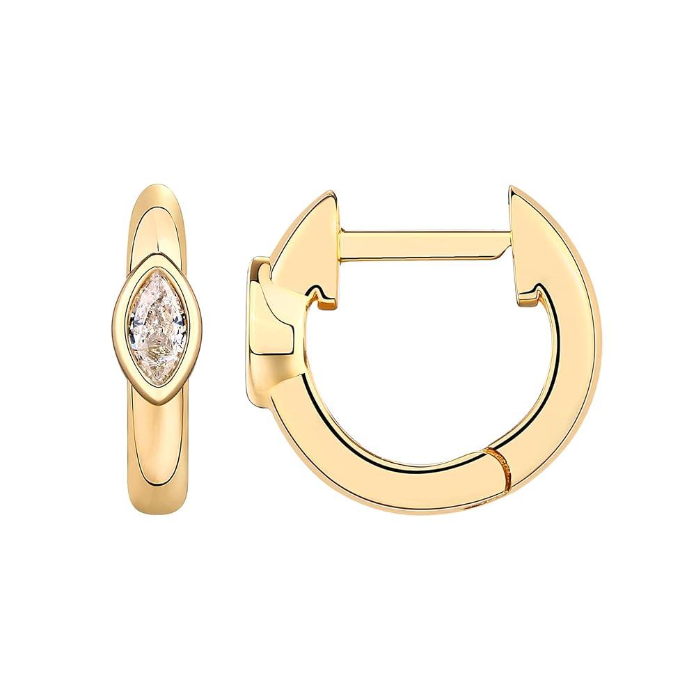 PAVOI 14K Gold Plated Cubic Zirconia Small Huggie Hoop Earrings for Women
