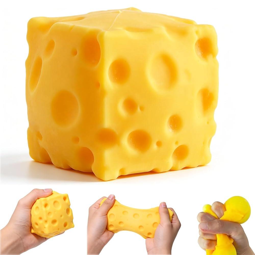 Cheese Squishy, Cheese Stress Ball Block Fidget Squeeze Toy