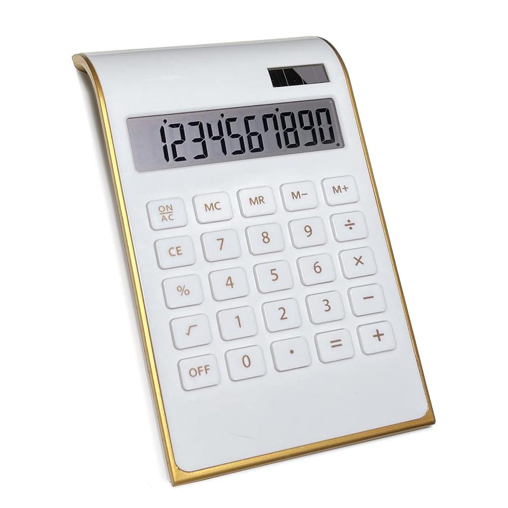 Benkaim Solar Gold Standard Function 10-Digit Desktop Calculator for Office, Home
