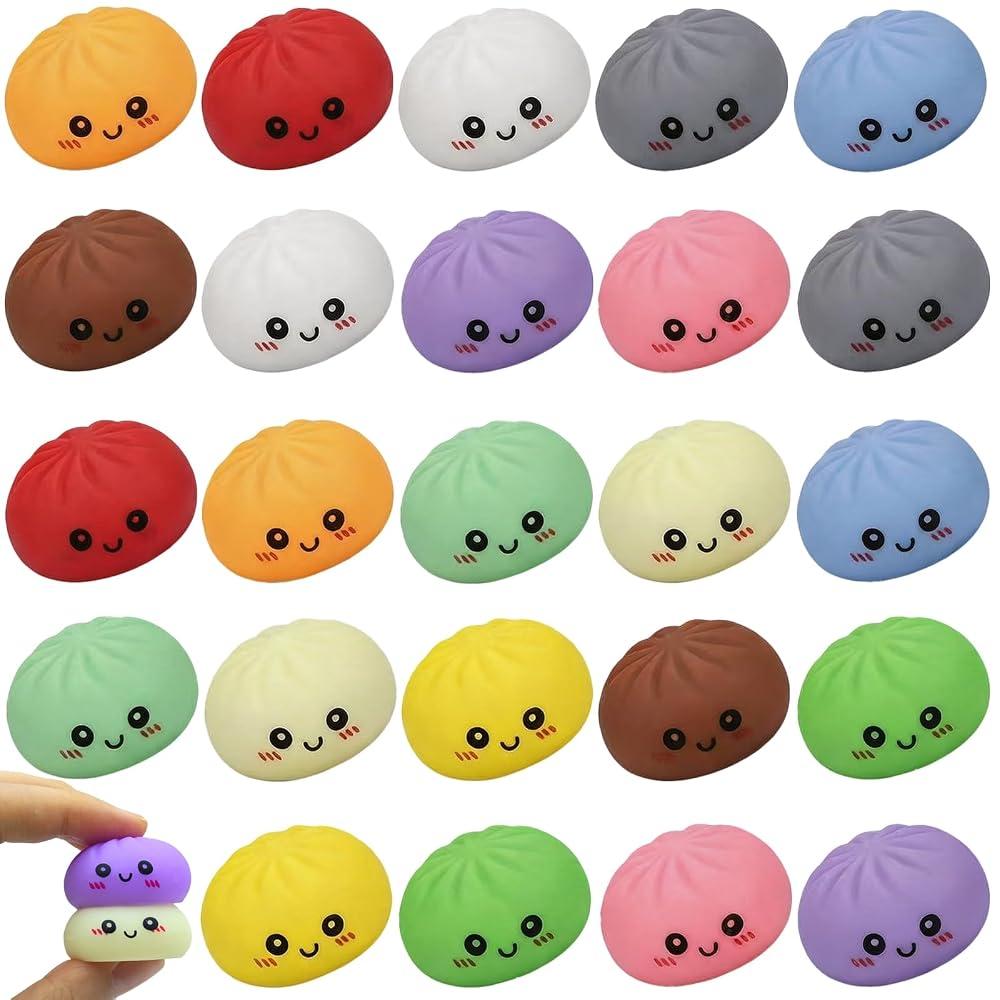 24PCS Mini Dumpling Squishy Pack, 12 Colors 2 Each – Taba Squishies Kawaii Squishy Fidget Toys for Kids, Cute Squishy Dumplings Stress Relief Party Favors Birthday Gifts