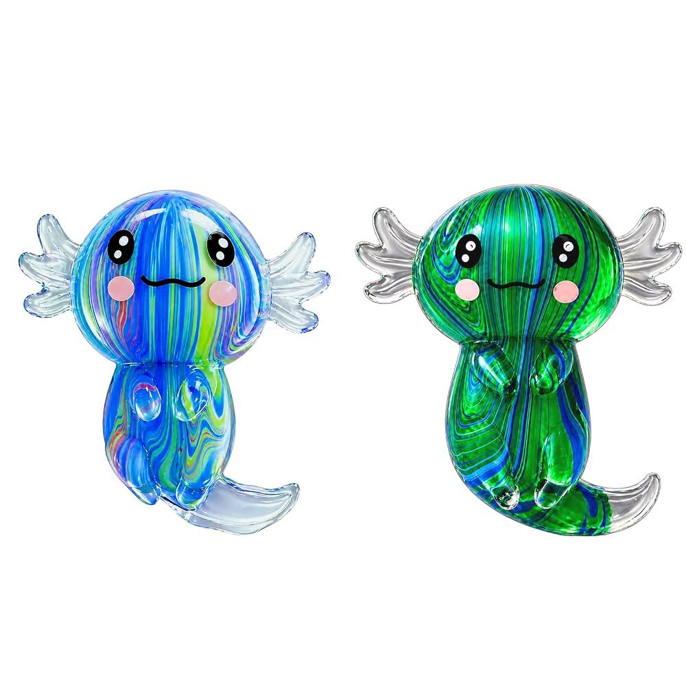 2 Packs Axolotl Squishy Stress Relief Toy, Glitter Stretchy Axolotls Stress Soft Squeeze Sensory Fidget Toys for Kids Adults, Cute Axolotls Squishies Party Favors Classroom